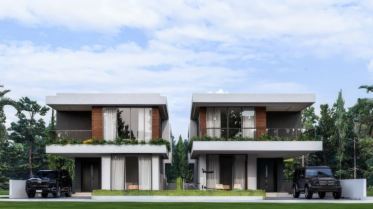 Modern residential development facade