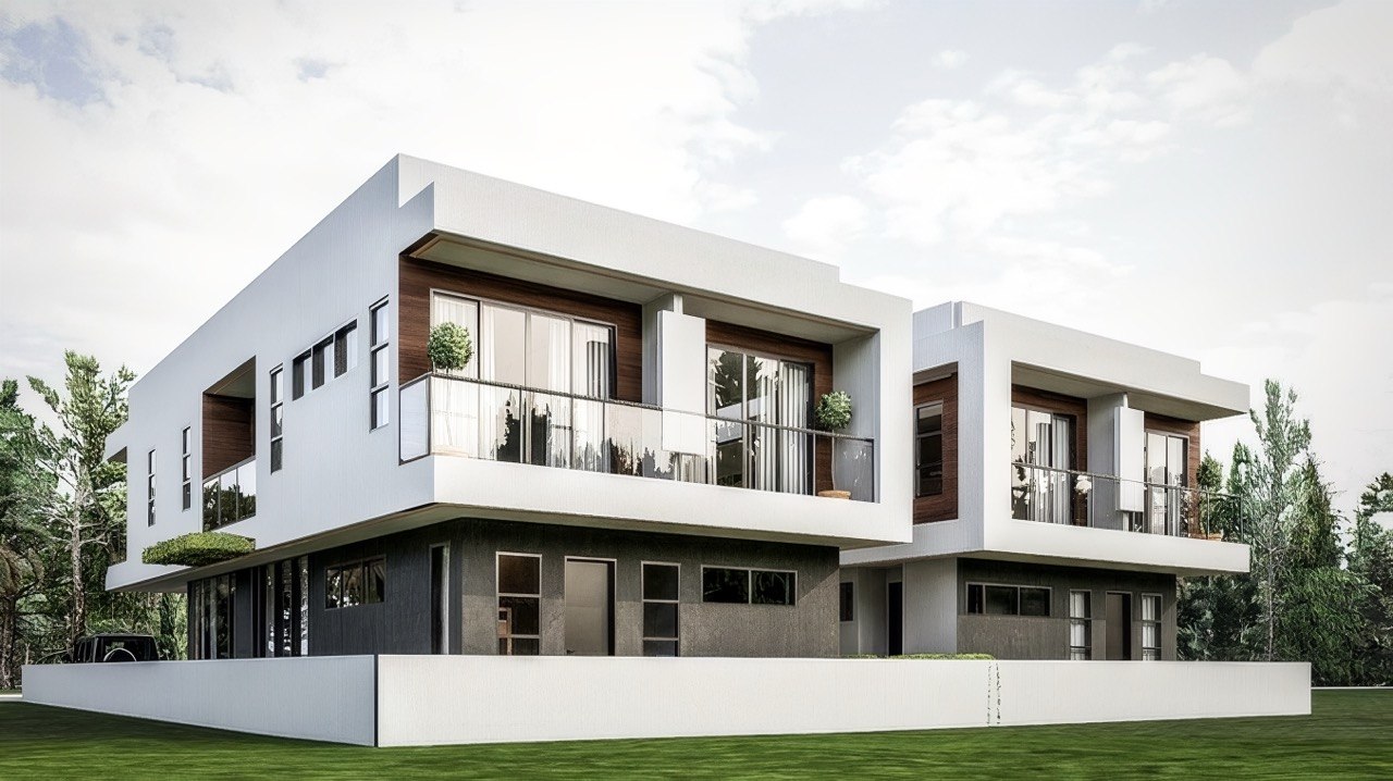 Contemporary corner residence exterior